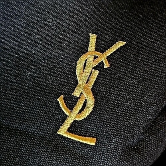 Yves Saint Laurent Embroidered Black/Gold Canvas Tote Bag Interior HOT PINK NEW - Picture 5 of 6